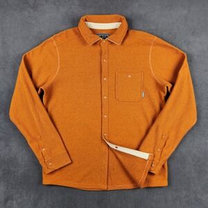 Stio Notion Stretch Knit Shirt Mens Large Orange Thermop Snap Front 200051